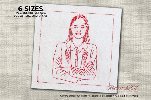 Redwork Embroidery Design for Boutique Apparel