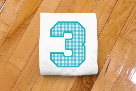 Varsity Number 3 Applique Embroidery for Seasonal Product Design